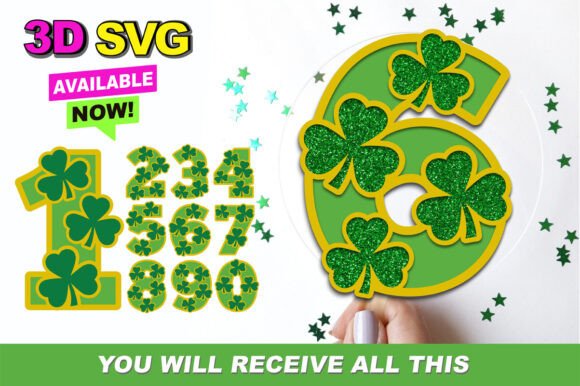 Download Lucky Charms Clover Numbers 3D SVG - Love Collection