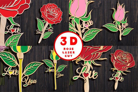 Download 3D Rose Laser Cut Love SVG Set - Love Collection