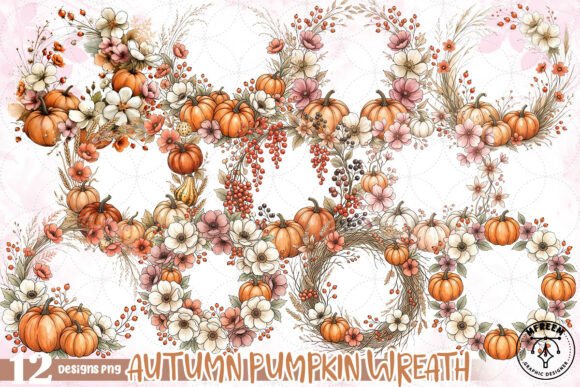 Download Autumn Pumpkin Wreath Clipart PNG - Wreath Collection