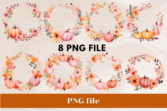 Download Watercolor Fall Autumn Pumpkin Wreath - Wreath Collection