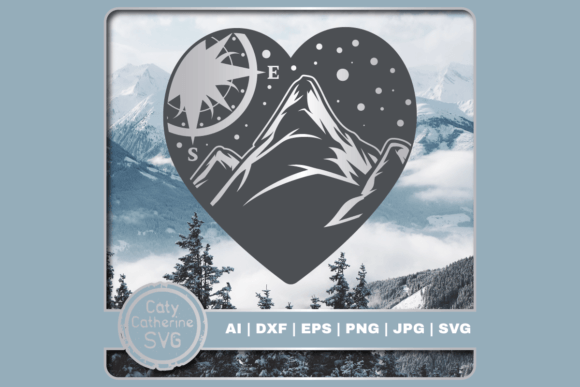 Download Mountains &amp; Compass Love Heart SVG - Premium Bundle