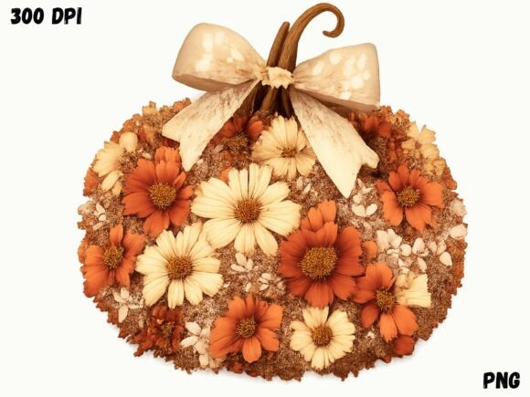 Download Floral Pumpkin Wreath PNG, Autumn - Wreath Collection