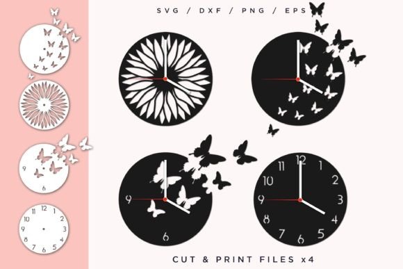 Download Wall Clock SVG X 4, Cut File - Wall clock svg Collection