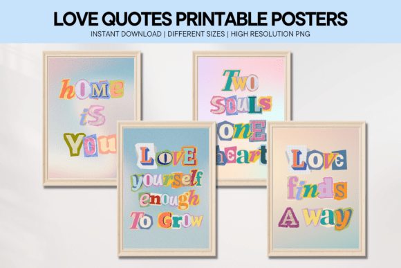Download Love Quotes Retro Wall Art Posters Set - Love Collection