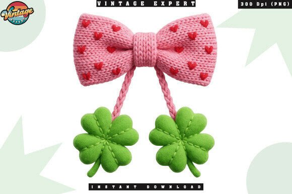 Download Lucky Clover Bow Crochet Yarn PNG - Love Collection