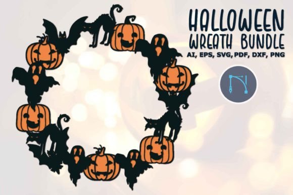 Download 3D Halloween Bat Ghost Pumpkin Wreath - Wreath Collection
