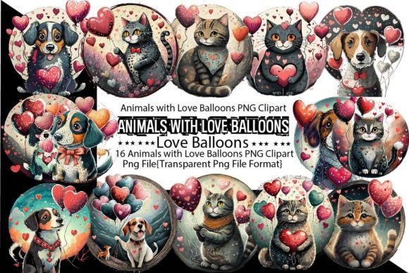 Download Animals with Love Balloons Sublimation - Love Collection